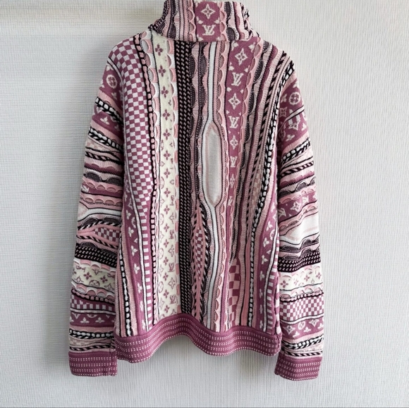Louis Vuitton  Jacquard Zip-Up Pullover Coogi Style 3Dknit Men's 2XL Nwt - Picture 2 of 11